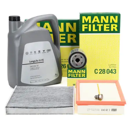 MANN Filterset + 5L ORIGINAL 0W30 Motor&ouml;l f&uuml;r VW Golf 7 8 A3 8V 8Y Q2 Leon KL 1.0/1.5 TSI