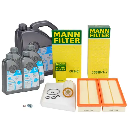 MANN Filterset + 9L ORIGINAL 5W30 f&uuml;r MB 229.5 Motor&ouml;l MERCEDES W203 S203 M112 M113 M272