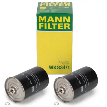 2x MANN WK834/1 Kraftstofffilter f&uuml;r VW Golf 2 1.8 GTI 16V ab 08.1989 AUDI 80 100 200 A6
