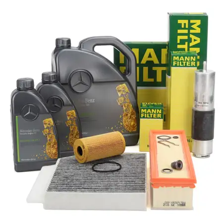 MANN Filterset 4-tlg + 7L ORIGINAL 5W30 MB 229.51 Motor&ouml;l MERCEDES W205 BlueTEC / d OM626