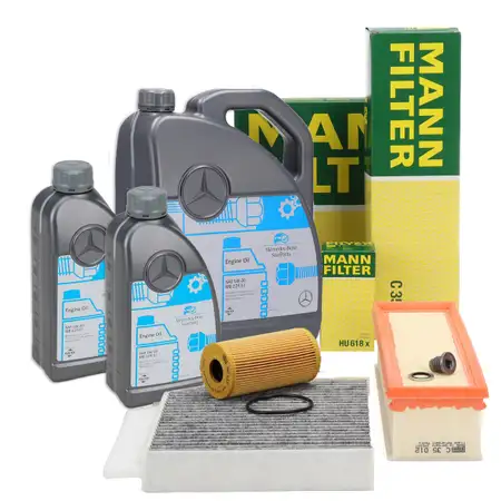 MANN Filterset 3-tlg + 7L ORIGINAL 5W30 MB 229.51 Motor&ouml;l MERCEDES W205 BlueTEC / d OM626