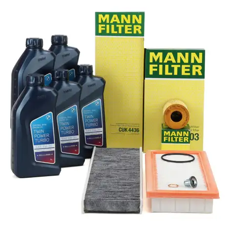 MANN Filterset + 5L ORIGINAL 5W30 Motor&ouml;l f&uuml;r MINI R56 R55 R60 Cooper S/Works N14 N18