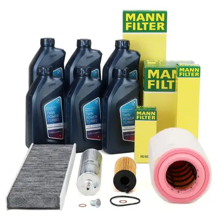 MANN Filterset 4-tlg + 6L ORIGINAL 5W-30 Motor&ouml;l f&uuml;r MINI R56 R55 R60 One D/Cooper D N47