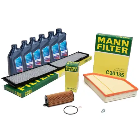 MANN 3-piece filter set + 6L ORIGINAL 5W30 engine oil for BMW E81-88, E90-93 (up to February 2010), X1, N47