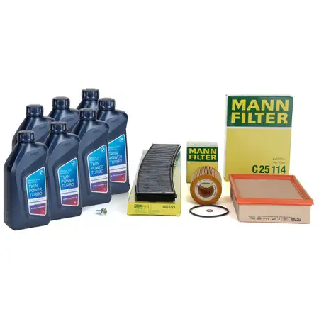 MANN 3-piece filter set + 7L ORIGINAL 5W30 engine oil for BMW 3 Series E46 320-330i, X3 E83 (M52, M54)