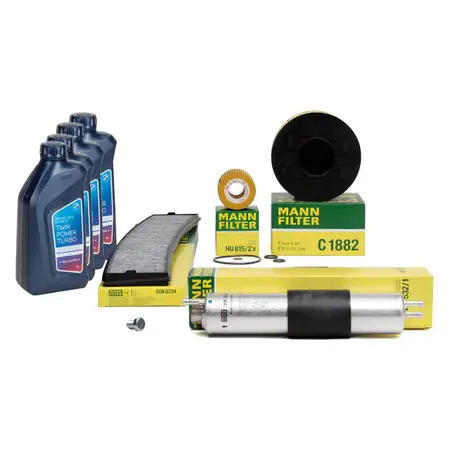 MANN Filterset 4-tlg + 4L ORIGINAL 5W30 Motor&ouml;l f&uuml;r BMW E46 316i 318i 115-150 N40/42/45/46