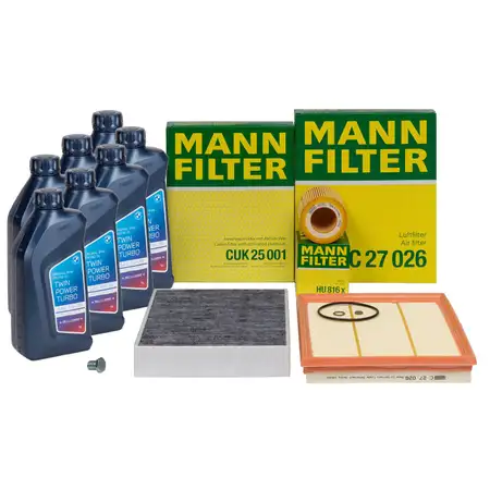 MANN Filterset + 7L ORIGINAL 5W30 Motor&ouml;l f&uuml;r BMW F20/21 M135i F22/23 M235i F30-34 N55