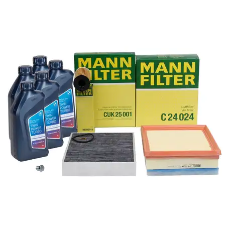 MANN Filterset 3-tlg + 5L ORIGINAL 5W30 Motor&ouml;l f&uuml;r BMW F20 F21 F22 F23 F30-34 B37 B47
