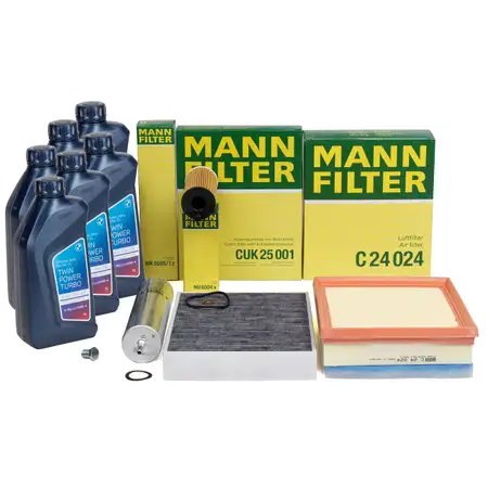 MANN Filterset 4-tlg + 6L ORIGINAL 5W30 Motor&ouml;l f&uuml;r BMW F20 F21 F22 F23 F30-34 F32-36 N47