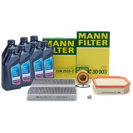 MANN Filterset + 7L ORIGINAL 5W30 Motor&ouml;l f&uuml;r BMW 5er F10 F11 523-530i 7er 730i N52 N53