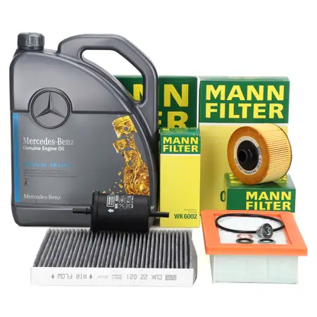 MANN Filterset 4-tlg + 5L ORIGINAL 5W40 f&uuml;r MB 229.5 Motor&ouml;l SMART ForFour ForTwo 453 0.9