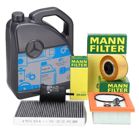 MANN Filterset 4-tlg + 5L ORIGINAL 5W40 f&uuml;r MB 229.5 Motor&ouml;l SMART ForFour ForTwo 453 0.9