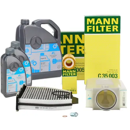 MANN Filterset 3-tlg + 7L ORIGINAL 5W30 Motor&ouml;l MERCEDES W204 C218 W212 X204 OM651