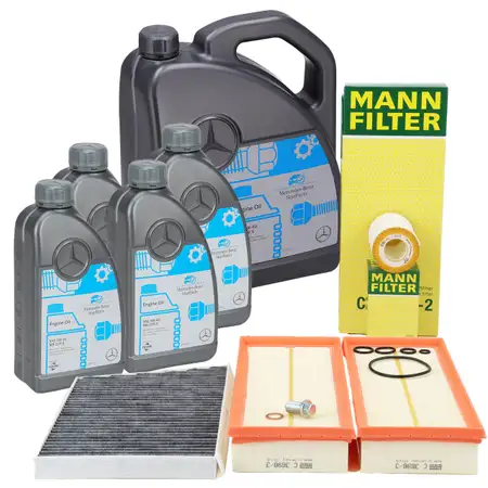 MANN Filter Set + 9L ORIGINAL 5W40 for MB 229.5 Engine Oil MERCEDES W203 M112 M113 M272 M273