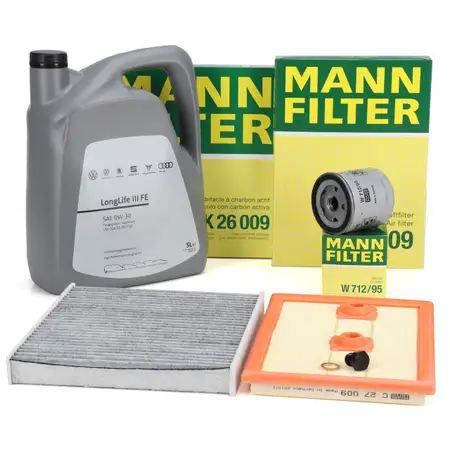 MANN Filterset + 5L ORIGINAL 0W30 Motor&ouml;l f&uuml;r VW Golf 7 Passat B8 8V Leon 5F 1.2/1.4 TSI