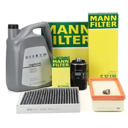 MANN Filterset + 5L ORIGINAL 0W30 Motor&ouml;l f&uuml;r AUDI A4 B8 A5 8F7 1.8/2.0 TFSI 120-211 PS