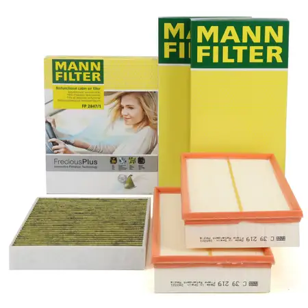 MANN FreciousPlus Innenraum + 2x Luftfilter f&uuml;r PORSCHE Cayenne (92A) VW Touareg (7P)