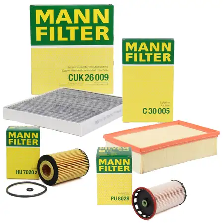 MANN Filter-Set 4-tlg f&uuml;r VW Golf 7 Passat B8 Tiguan Touran AUDI A3 8V Q2 GA 1.6/2.0 TDI