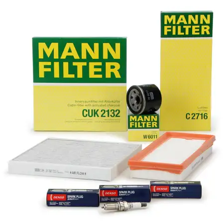 MANN Filter Set + 3 DENSO Spark Plugs for SMART ForTwo 451 1.0 61&ndash;120 hp
