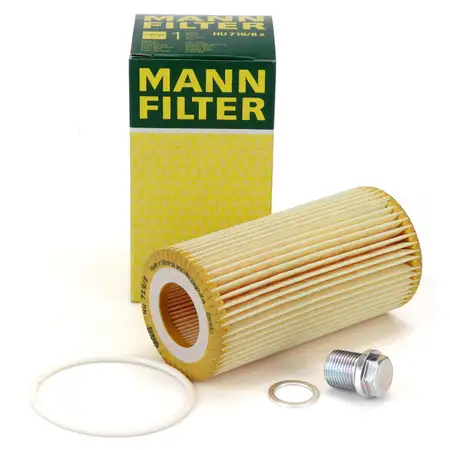 MANN HU719/8x &Ouml;lfilter + Schraube f&uuml;r FORD Focus 2 ST / RS Kuga 1 Mondeo 4 S-Max WA6 2.5