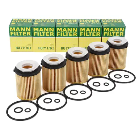 5x MANN HU711/6z &Ouml;lfilter f&uuml;r MERCEDES W205 W212 Vito W447 C118 W176 M260 M270 M274 M264