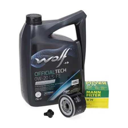 5L WOLF 0W20 LS-FE Motor&ouml;l + MANN &Ouml;lfilter f&uuml;r FIAT 500X 334 Tipo 356 357 1.0 1.3