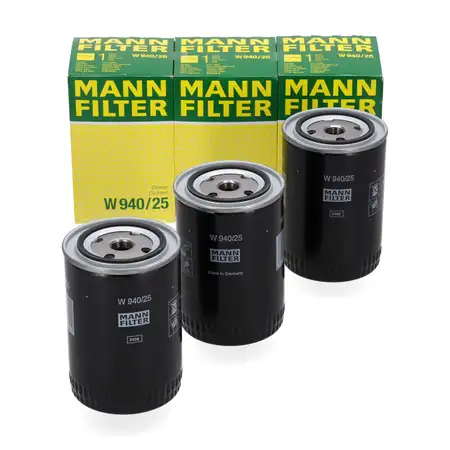3x MANN W940/25 &Ouml;lfilter f&uuml;r VW Golf 1 2 3 LT I Passat B1-4 Polo BulliI T3 Vento