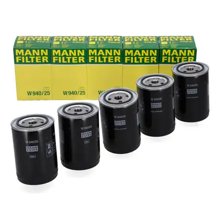 5x MANN W940/25 &Ouml;lfilter f&uuml;r VW Golf 1 2 3 LT I Passat B1-4 Polo BulliI T3 Vento
