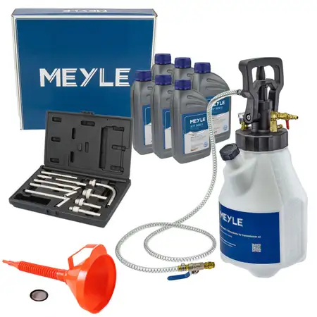 MEYLE 12,5L Druckluft Einf&uuml;llger&auml;t + Trichter + 6L ATF DCG II Getriebe&ouml;l
