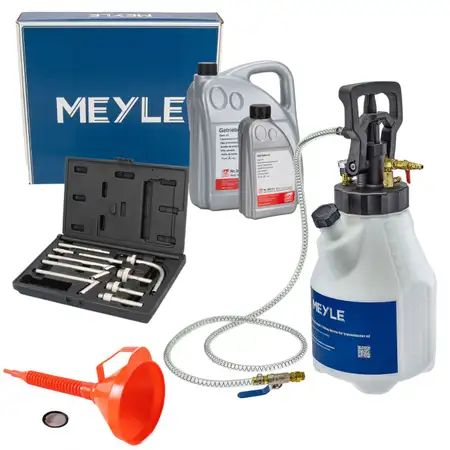 MEYLE 12,5L Druckluft Einf&uuml;llger&auml;t + Trichter + 6L febi Automatikgetriebe&ouml;l