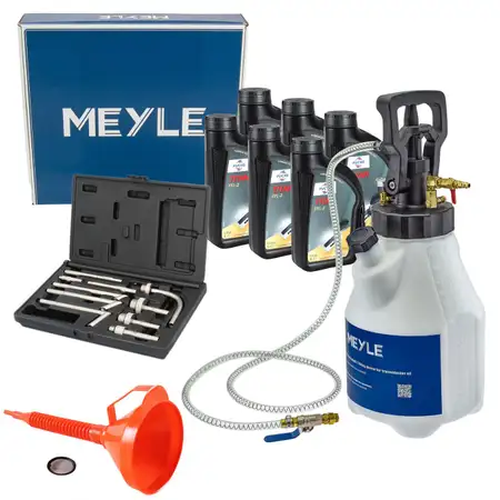 MEYLE 12,5L Druckluft Einf&uuml;llger&auml;t + Trichter + 6L FUCHS TITAN FFL-2 Getriebe&ouml;l