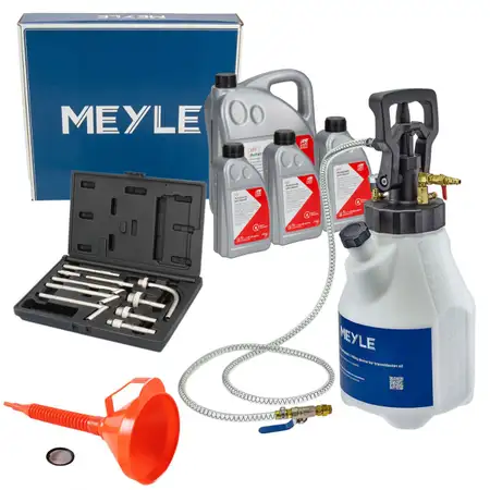 MEYLE 12,5L Druckluft Einf&uuml;llger&auml;t + Trichter + 8L febi ATF Automatikgetriebe&ouml;l