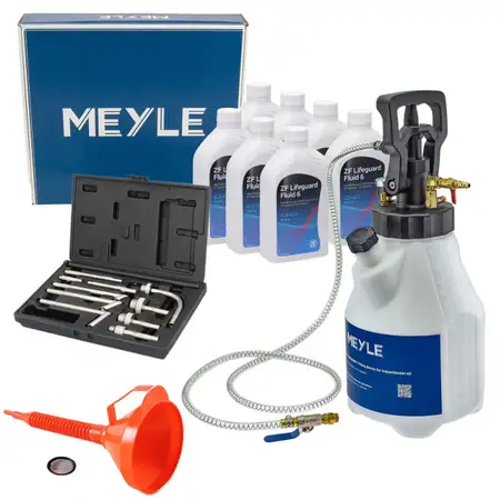 MEYLE 12,5L Druckluft Einf&uuml;llger&auml;t + Trichter + 7L ZF LifeGuard FLUID 6 Getriebe&ouml;l