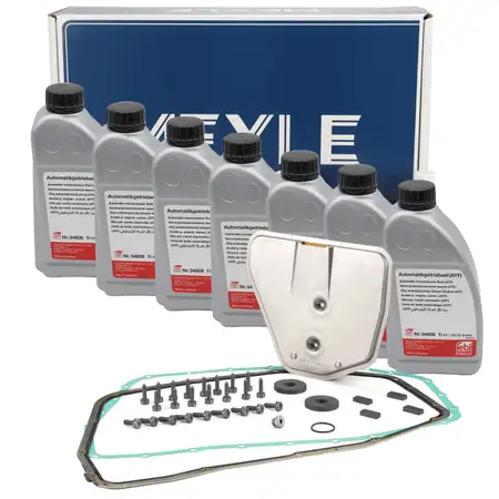 MEYLE Getriebefilter Satz + 7L febi Getriebe&ouml;l f&uuml;r AUDI S6 C6 A8 S8 4E 6HP26 A61