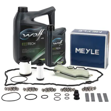 MEYLE Getriebefilter Satz + 5L WOLF Getriebe&ouml;l f&uuml;r AUDI A4 B9 A5 A6 C7 C8 A7 Q5 DL382