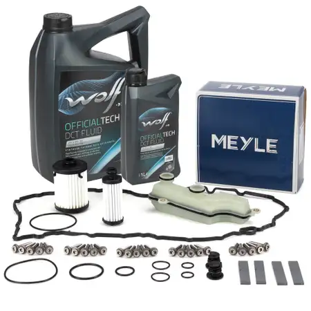 MEYLE Getriebefilter Satz + 5L WOLF Getriebe&ouml;l f&uuml;r AUDI A4 B9 A5 A6 C7 C8 A7 Q5 DL382