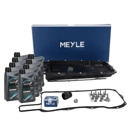 MEYLE Getriebe&ouml;lwanne + 8L WOLF Getriebe&ouml;l f&uuml;r BMW 3er 5er 7er X3 X5 hybrid 8HP75