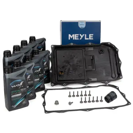 MEYLE &Ouml;lwanne + Filter Schrauben Automatikgetriebe 8HP45-75 + 8L WOLF Getriebe&ouml;l f&uuml;r BMW