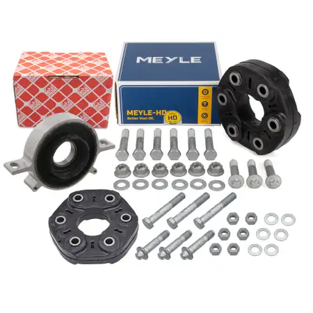 2x MEYLE HD Gelenkscheibe Rep.-Satz + febi Mittellager f&uuml;r BMW 5er F10 F11 530d 245/258 PS