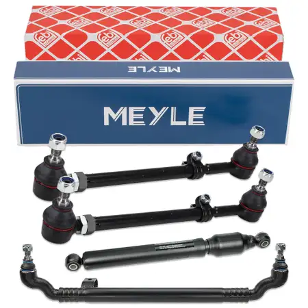 MEYLE / febi Lenkstange + 2x Spurstange + Lenkungsd&auml;mpfer f&uuml;r MERCEDES SL R129 vorne