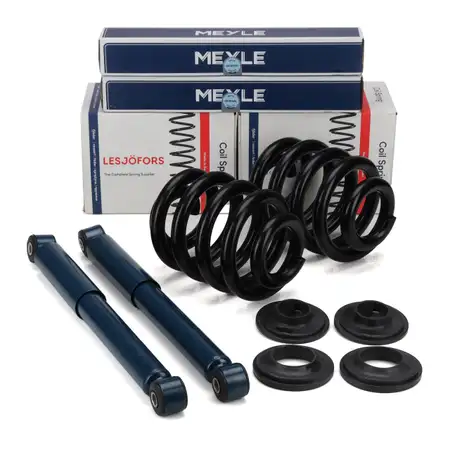 2x MEYLE Sto&szlig;d&auml;mpfer + LESJ&Ouml;FORS VERST&Auml;RKT Fahrwerksfedern f&uuml;r VW Transporter T5 T6 hinten