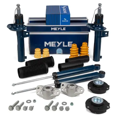 2x MEYLE Sto&szlig;d&auml;mpfer + Staubschutz + Domlager f&uuml;r VW Golf 5 6 SKODA 2 vorne + hinten