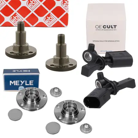 2x MEYLE Radnabe + Radlager + Achszapfen + Sensor f&uuml;r VW Polo 4 5 A1 Ibiza Fabia hinten