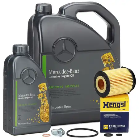 6L ORIGINAL 5W30 MB 229.52 Engine Oil + HENGST Oil Filter for MERCEDES-BENZ M260, M264, M270, M274