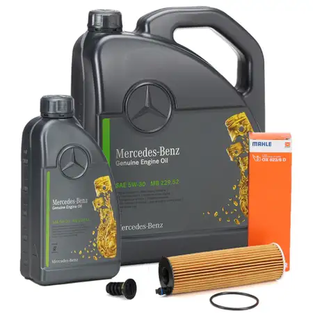 6L ORIGINAL 5W30 MB 229.52 + MAHLE oil filter for MERCEDES W177, W204, W205, W213, W214 OM654