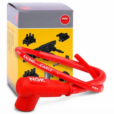 NGK 8054 Z&uuml;ndkerzenstecker mit Z&uuml;ndkabel Stecker Kabel Z&uuml;ndkabelsatz Rot CR4 Racing Cable