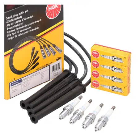 NGK Z&uuml;ndkabelsatz + 4x Z&uuml;ndkerze f&uuml;r RENAULT Clio 1 2 Kangoo Twingo 1 2 1.2 54/58 PS