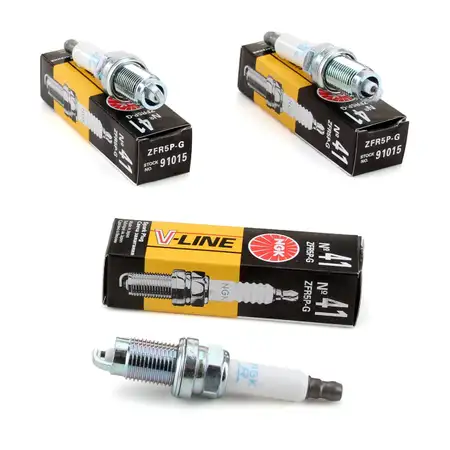 3x NGK Z&uuml;ndkerze V-Line 41 91015 ZFR5P-G f&uuml;r VW Polo 4 9N Fox SEAT Ibiza 3 4 SKODA 1 2