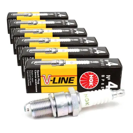 6x NGK Z&uuml;ndkerze V-Line 4 5637 BP6E f&uuml;r AUDI SEAT MERCEDES FORD ALFA ROMEO LADA CITROEN