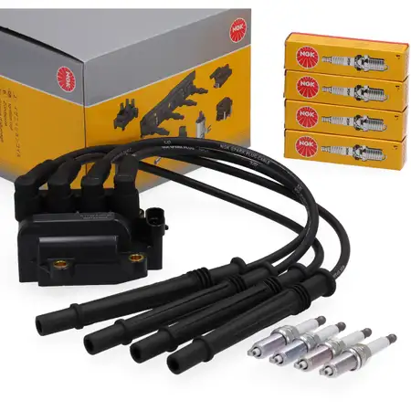 NGK Z&uuml;ndspule + Kabelsatz + 4x Z&uuml;ndkerze f&uuml;r RENAULT Clio 2 3 4 Kangoo Twingo 1 2 1.2 16V
